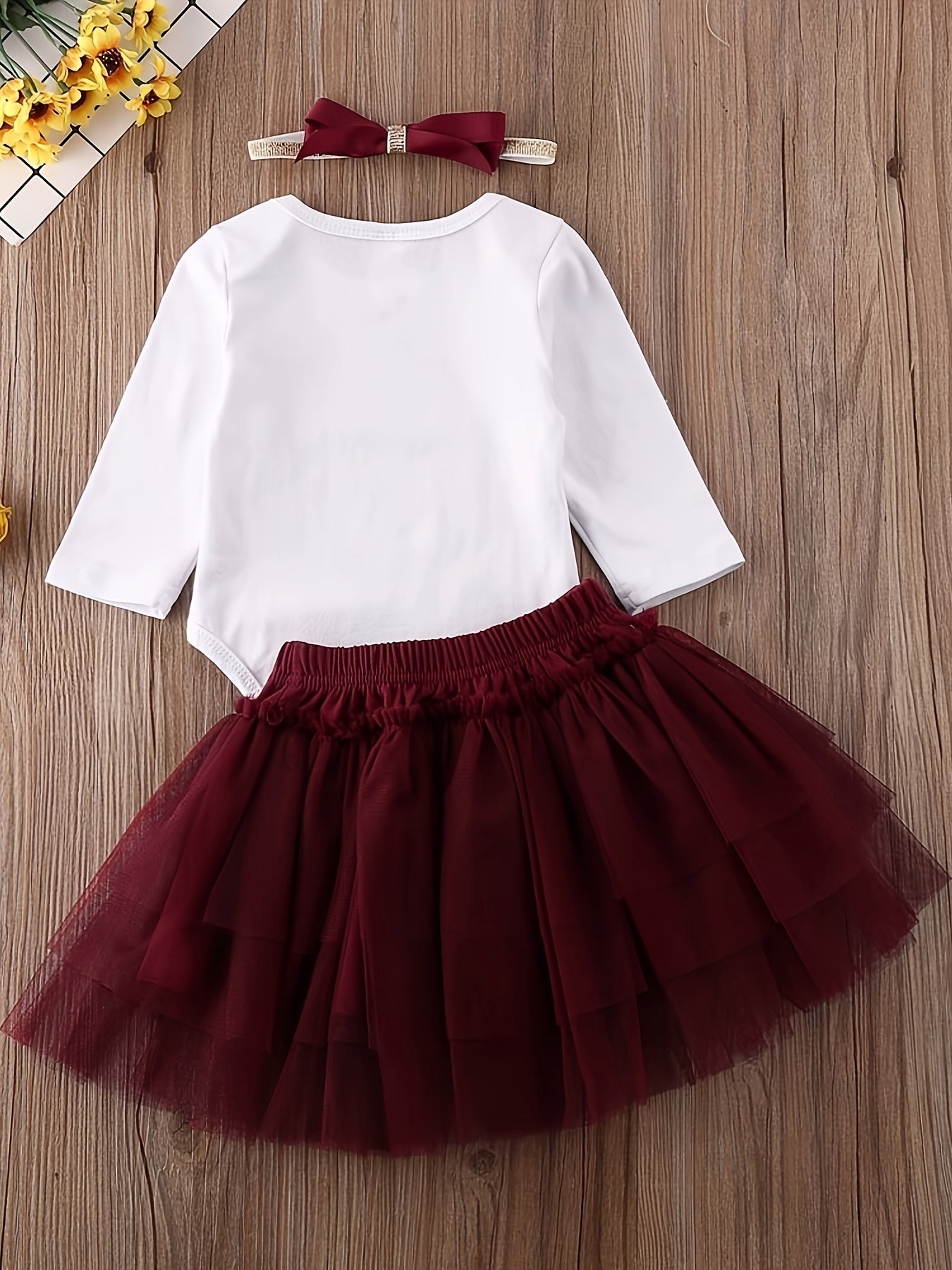 Baby First Christmas Skirt Set Long Sleeve Romper Tutu Dress