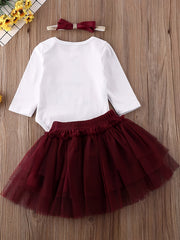 Baby First Christmas Skirt Set Long Sleeve Romper Tutu Dress