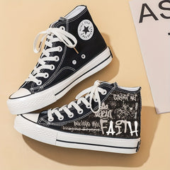 Men's Alphabet Print Ankle Top Canvas Shoes