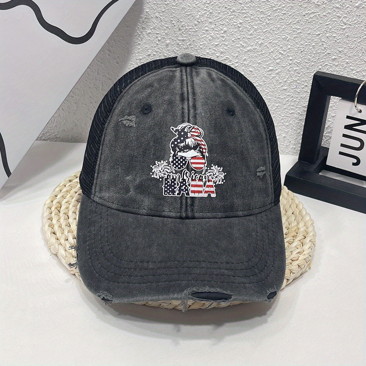 MAMA Flag Baseball Cap Vintage Washed Distressed Dad Hat