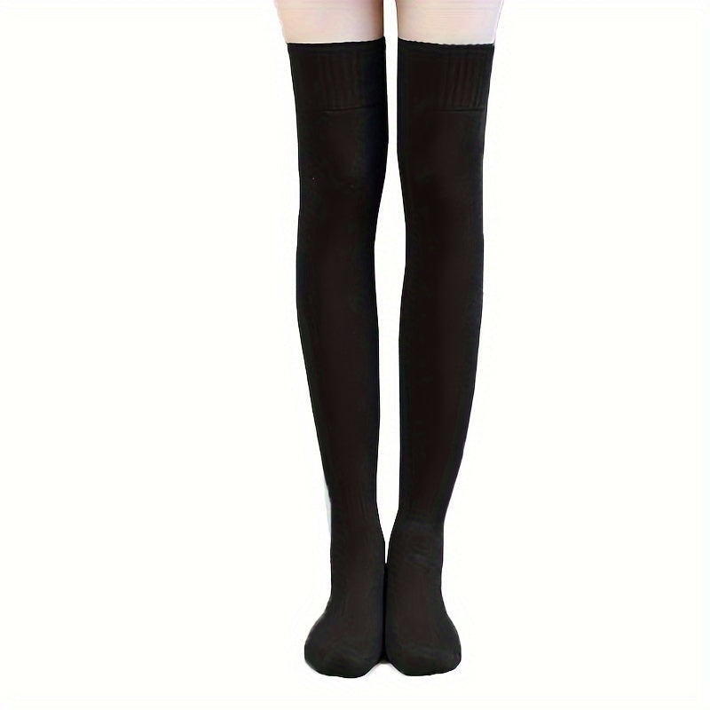 Women's Solid Thigh High Socks Over The Knee Stockings