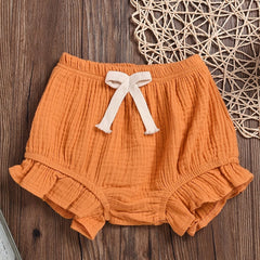 Baby Girls Elastic Waist Ruffle Trim Shorts