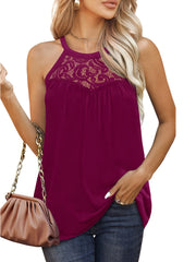 Lace Sleeveless T Shirt Summer Casual Top Women's Clothing