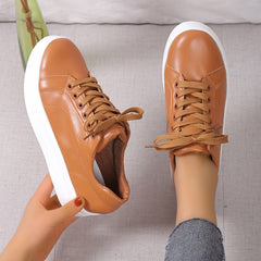 Faux Leather Platform Sneakers for Women