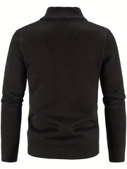 Plush Cardigan Jacket Men's Zip Up Sweater for Fall Winter