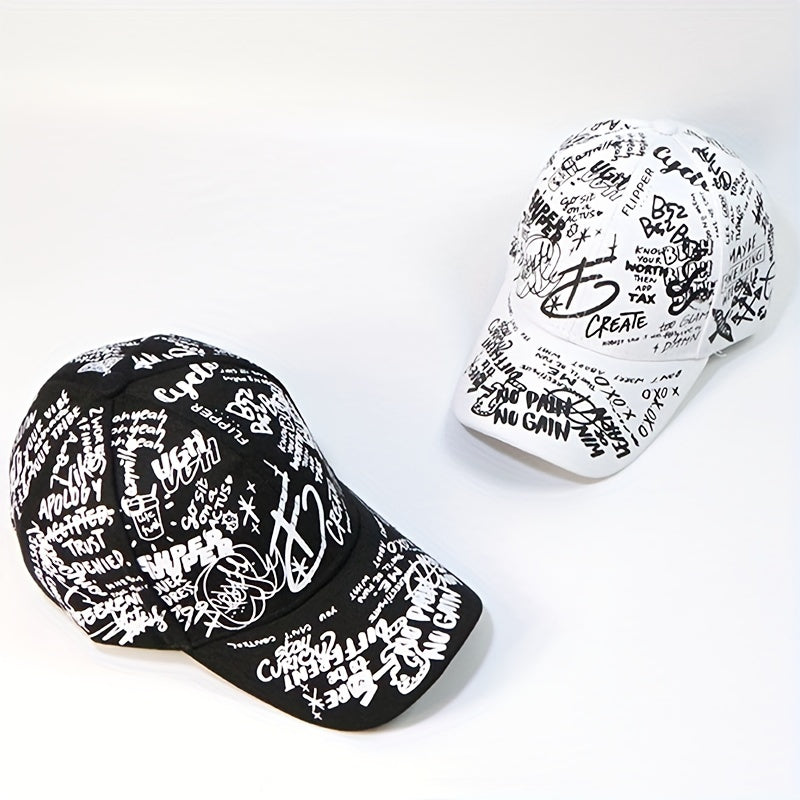 Graffiti Print Baseball Cap Unisex Hip Hop Cotton Dad Hats