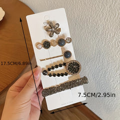 Sweet Faux Pearl Rhinestone Hair Clip Set