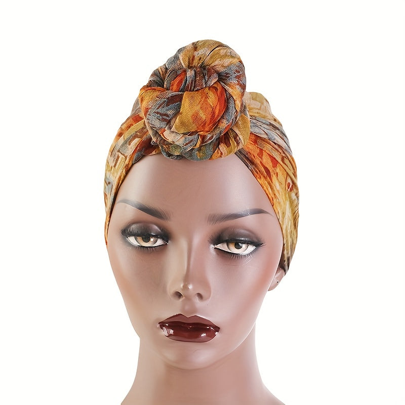 Bohemian Voile Turban Cap Braided Twist Elastic Head Wrap Tie Dye