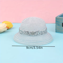 Mini Cartoon Doll Sun Hat Straw Hat for Dollhouse