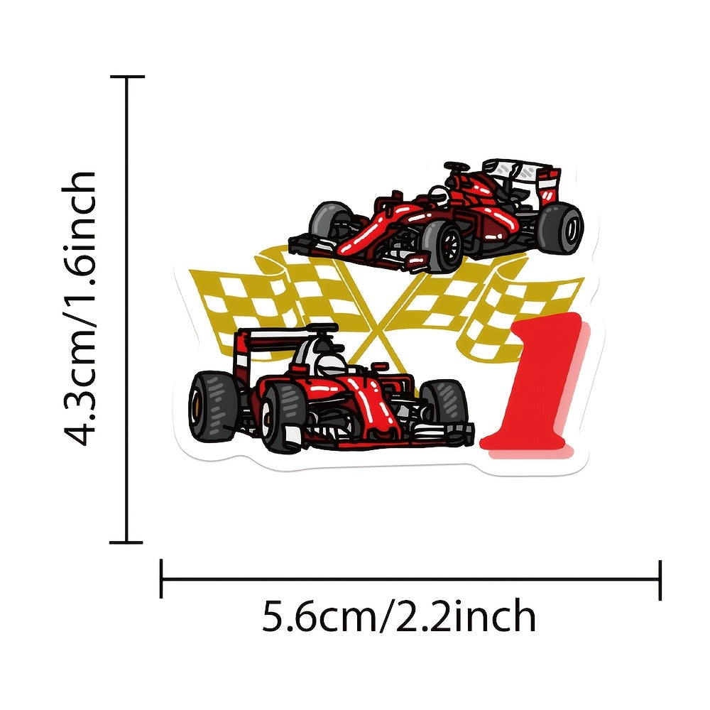 50pcs Racing Stickers Durable PVC Cartoon Designs for Cars Laptops Skateboards