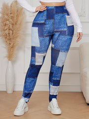 Denim Print High Rise Sporty Leggings