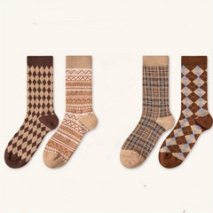 Geometric Pattern Retro Style Socks Women's Stockings