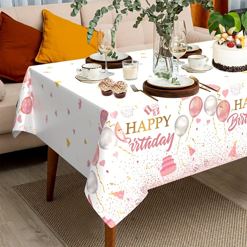 Pink Rose Golden Tablecloth Disposable Party Table Cover