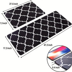 Moroccan Plaid Kitchen Mat Anti Fatigue Cushion Waterproof Non Slip