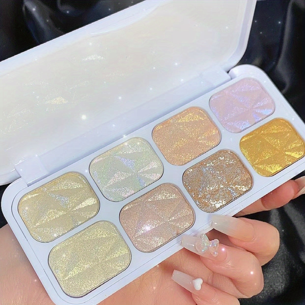 8 colors Diamond Shimmer Highlighter Palette - Face and Body Blend and Bronze