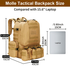 55L Waterproof Tactical Backpack for Outdoor Camping