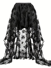 Goth Floral Lace Corset & Mesh Skirt Set Women's Lingerie