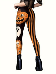 Halloween Print Skinny Leggings Stretchy Leggings Women