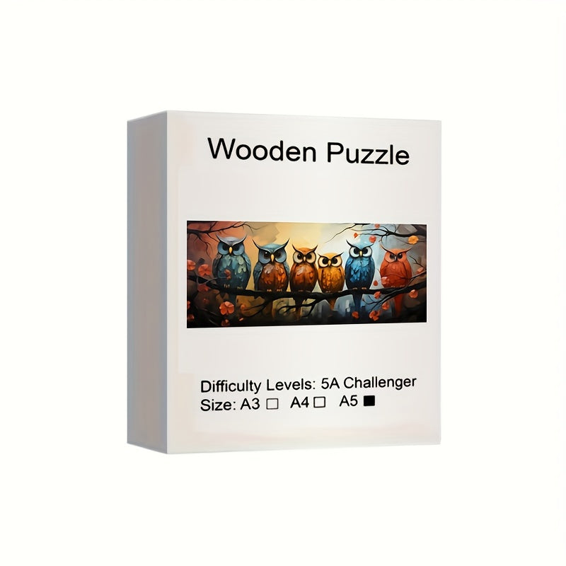Owl Family Wooden Puzzle Irregular Animal Shaped Jigsaw Puzzle