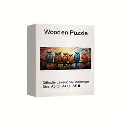 Owl Family Wooden Puzzle Irregular Animal Shaped Jigsaw Puzzle