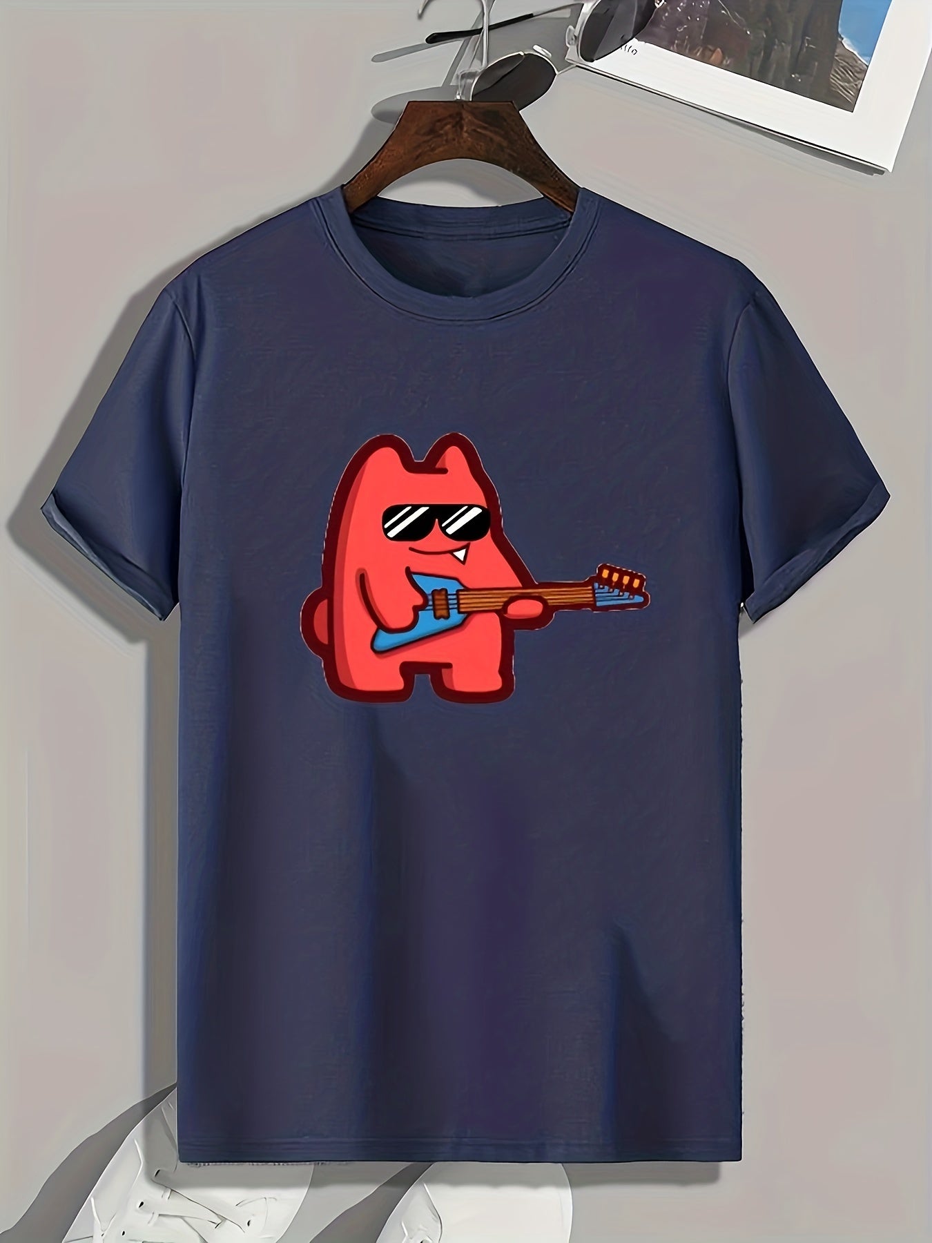Guitar Print Men's Graphic Tee for Summer