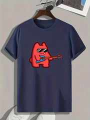 Guitar Print Men's Graphic Tee for Summer