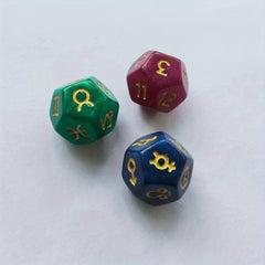 12-Sided Astrological Tarot Dice with Velvet Bag
