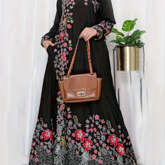 Abaya Dress Women's Plus Floral Print Maxi Dress