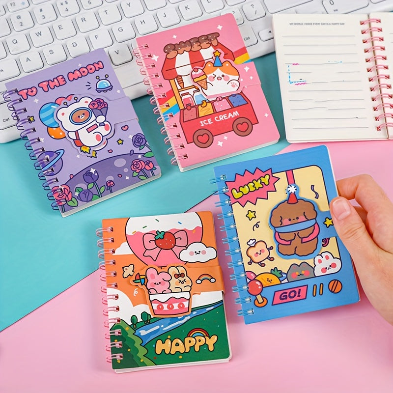 Cartoon Magnetic Buckle Coil Mini Pocket Notepad Stationery Notebook