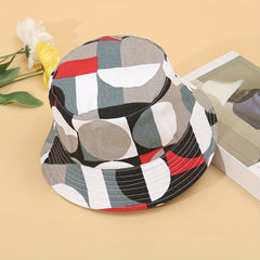 Geometric Print Bucket Hat Reversible Fisherman Cap