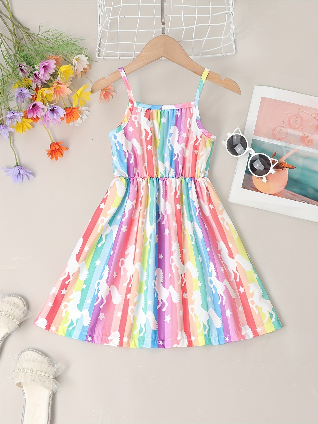 Girl Spaghetti Strap Polka Dots Summer Beach Dress