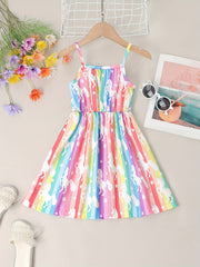 Girl Spaghetti Strap Polka Dots Summer Beach Dress