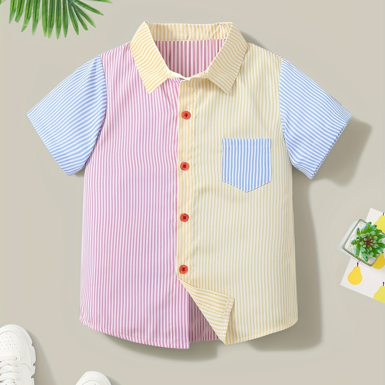Boys Striped Short Sleeves Shirt for Summer Kids Clothes
