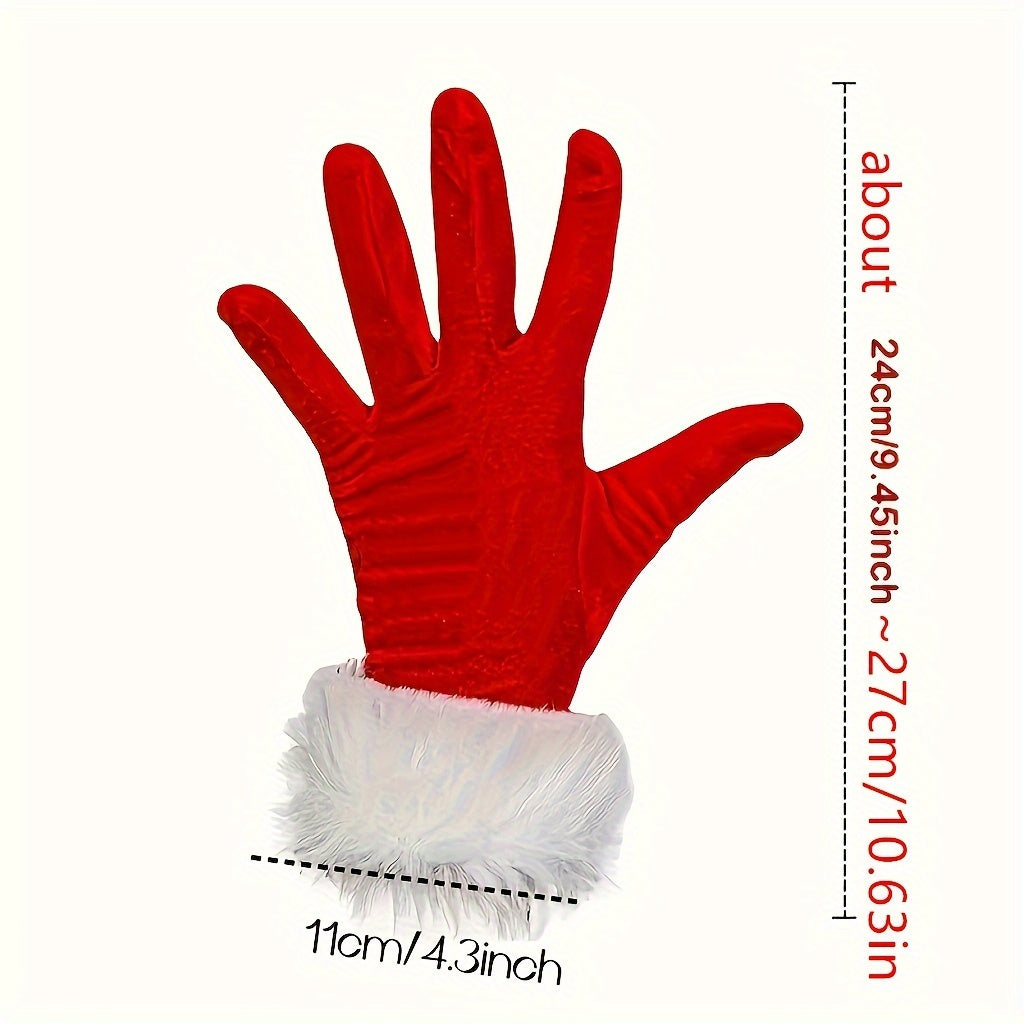 Christmas Full Finger Plush Warm Gloves Santa Claus Costume Party