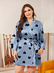 Heart Pattern Nightgown Cooling Fabric Robe