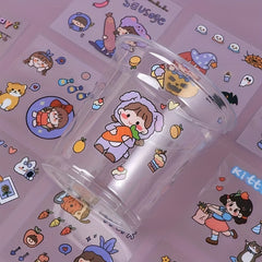 100pcs Children's Pet PET Stickers Diy Cartoon Decorative Stickers