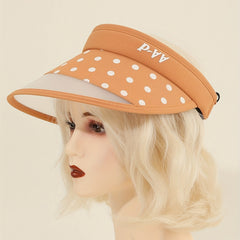 Yellow Dotted Visor Hat UV Protection Wide Brim Sun Hat