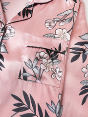 Floral Pajama Set Long Sleeve Top & Elastic Waistband Pants Women's Sleepwear