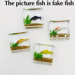 Miniature Fish Tank 1:12 Scale Goldfish Resin & Glass Decor Desktop Display