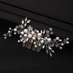 Bridal Flower Faux Pearl Hair Comb Wedding Headpiece