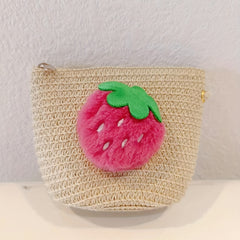 Straw Crossbody Bag Casual Strawberry Woven Shoulder Bag