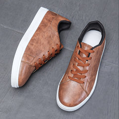 Men's Solid Skate Shoes Comfy Non Slip Casual Lace Up Sneakers