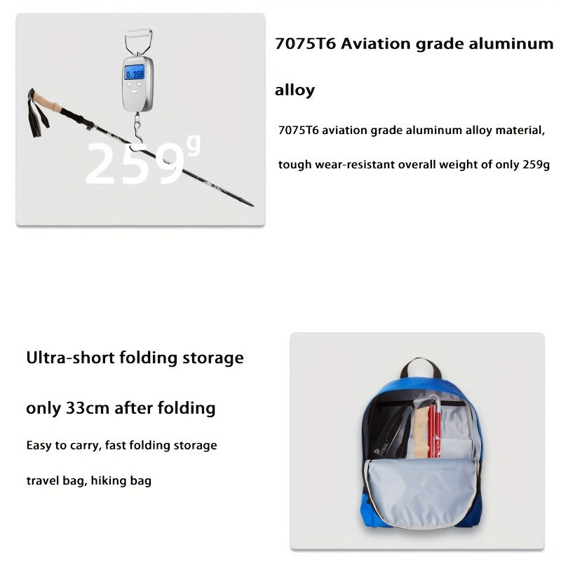 1pc Trekking Poles Lightweight Aluminum Alloy Collapsible Hiking Poles