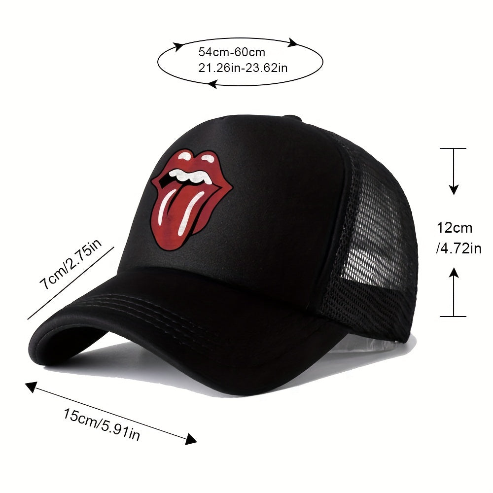 Adjustable Baseball Cap with Mouth Embroidery for Mountaineering