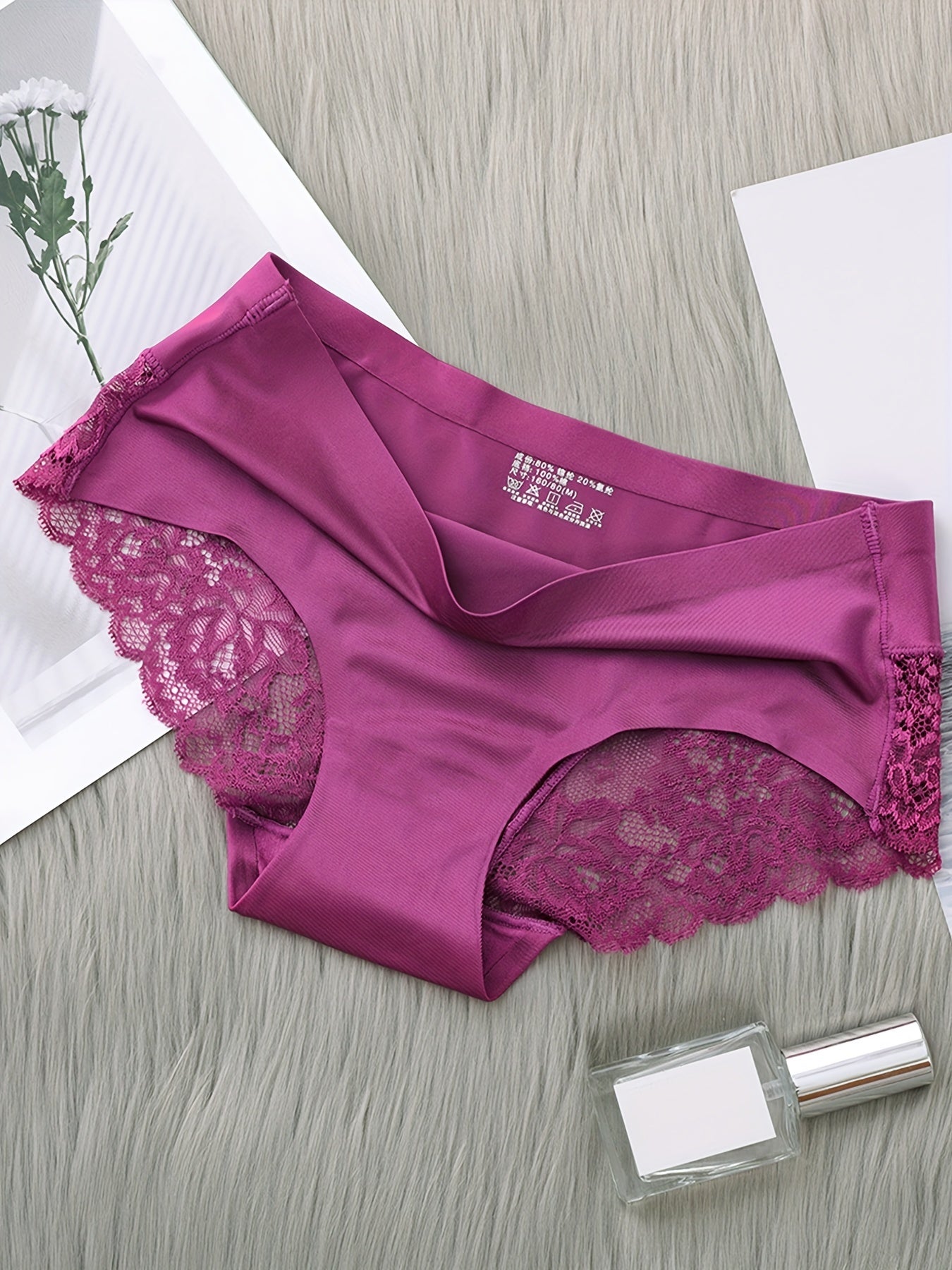 4pcs Lace Briefs Comfy Scallop Trim Panties Women's Lingerie