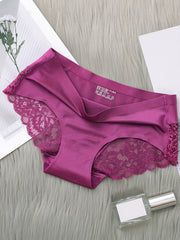 4pcs Lace Briefs Comfy Scallop Trim Panties Women's Lingerie