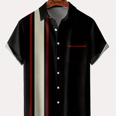 Vintage Style Stripe Print Men's Casual Short Sleeve Shirt