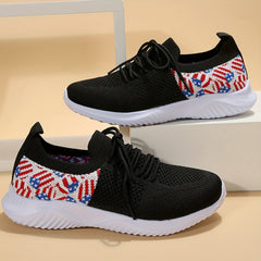 Women's Flag Pattern Walking Shoes Breathable Mesh Sneakers