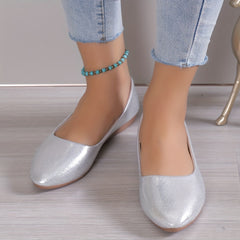 Women's Glitter Loafers Pointed Toe Slip On Flat Shoes