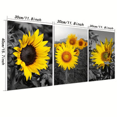 3pc Sunflower Wall Murals Art Prints and Yellow Canvas Paintings Flowers
